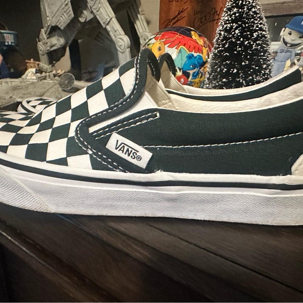 Vans Green Checker  Slip-Ons